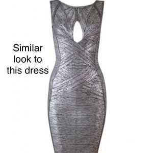 Brown Metallic BANDAGE dress